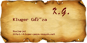 Kluger Géza névjegykártya